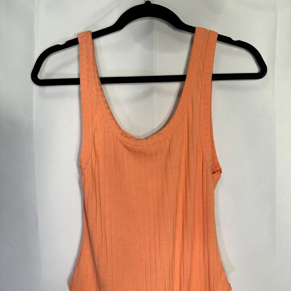 Free People Intimately Women’s Henley Rib Bodysuit Black M Orange